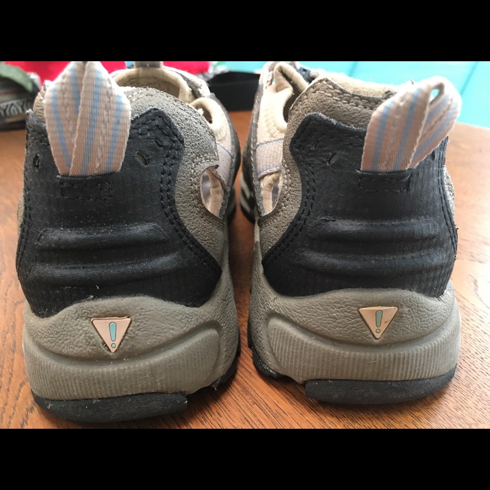 KEENFOOT 6.5 gray/tan/aqua color combo. Waterproof hiking sandals. Grip soles. - Picture 3 of 6